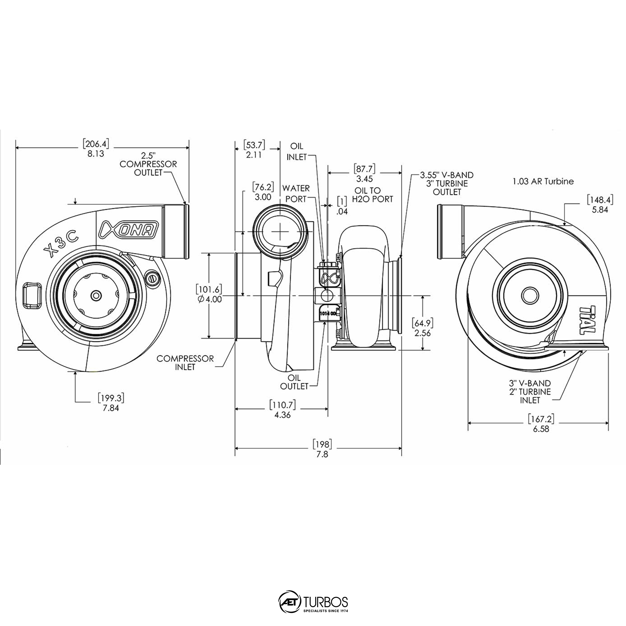 Xona Rotor X3C XRC6264S Turbocharger | 410 - 820 HP
